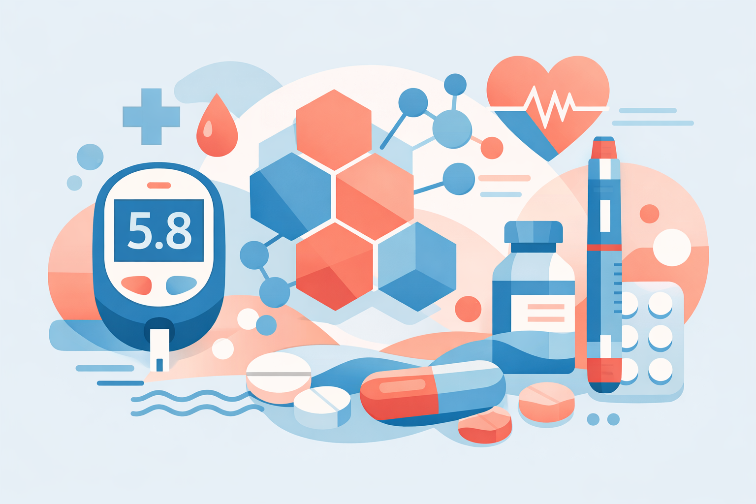 Diabetes medication and blood sugar management concept